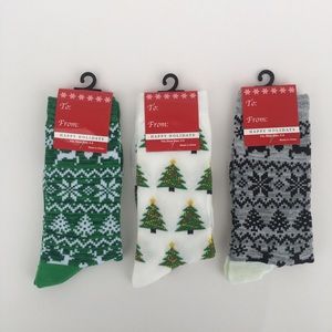 Set of 3 Holiday Christmas Nordic Socks Size 5-9